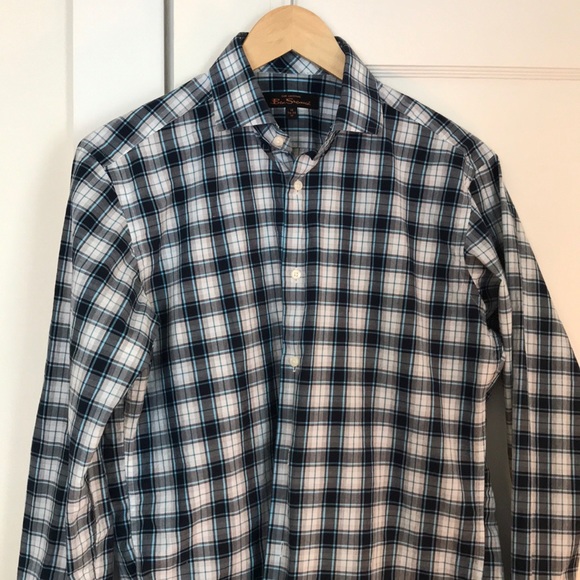 Ben Sherman Plaid Spread Collar Dress Shirt - Picture 3 of 3